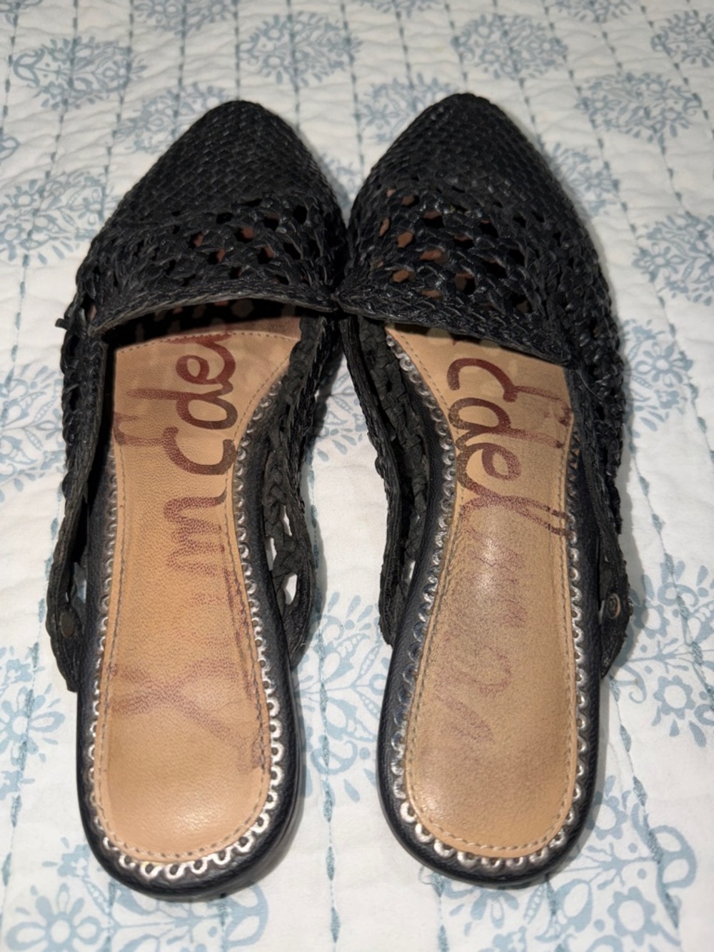 Sam Edelman Nola Black Woven Mules/Flats size 7 great condition - Picture 3 of 6